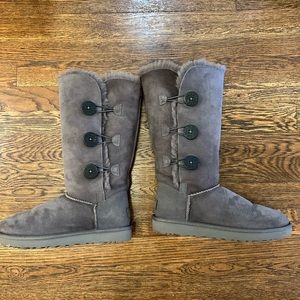 UGG Gray Button Boots - Size 8